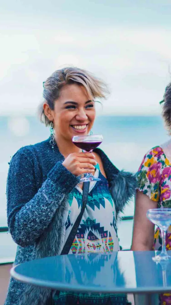 Ladies enjoying drinks on boat