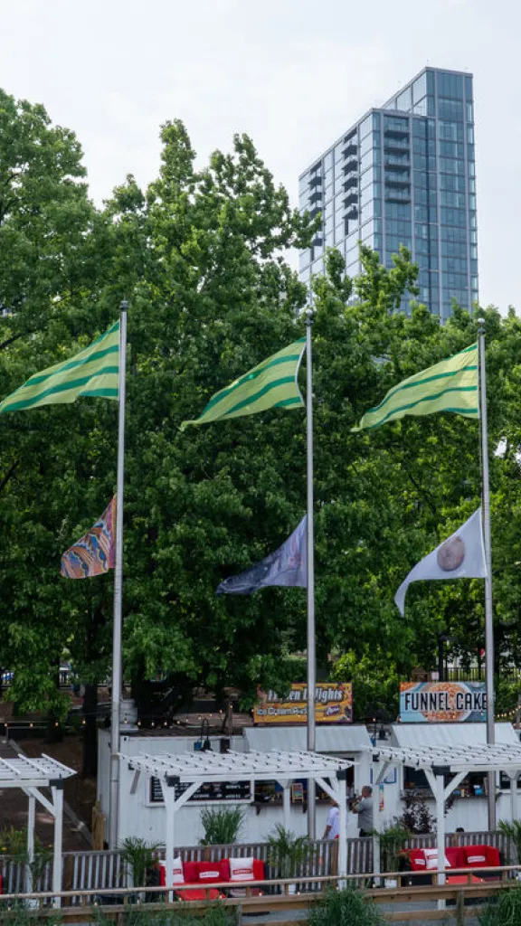 16 flags fly at Spruce Street Harbor Park
