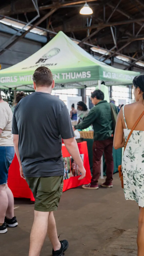 Attendees strolling EcoFair 