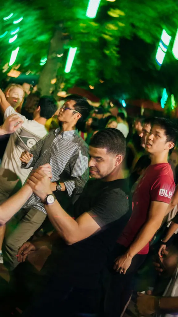 Group dancing at Spruce Street Harbor Park