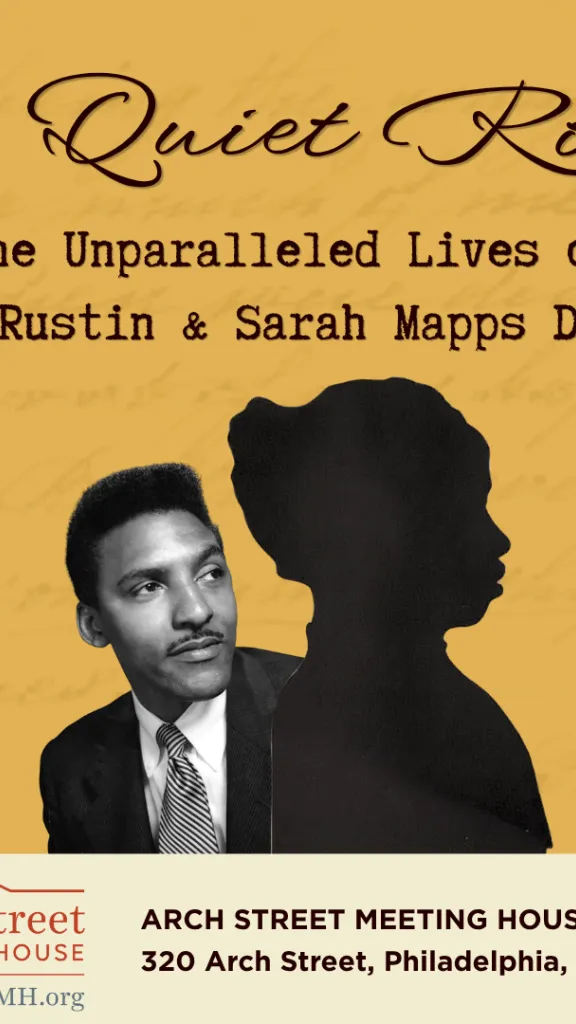 Image of a silhouetted woman and Bayard Rustin on a yellow background.