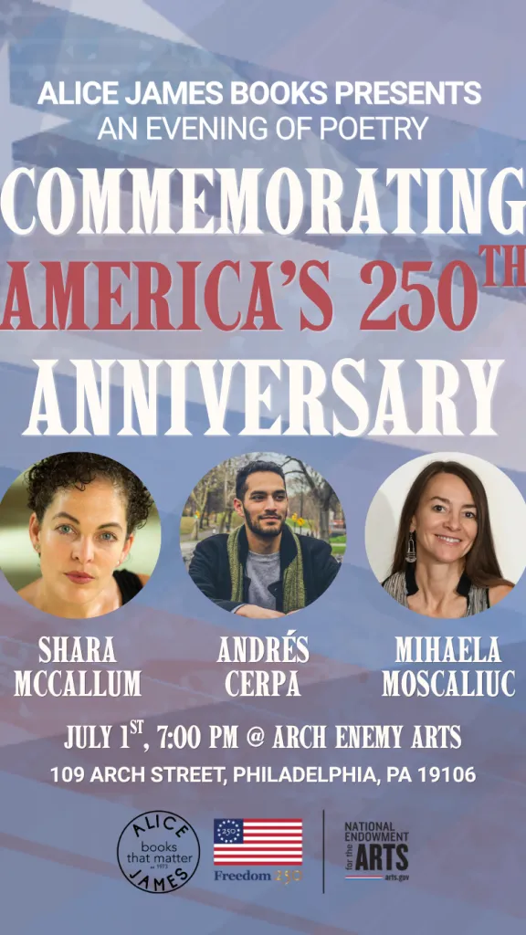 Alice James Poetry America 250 Promo Graphic