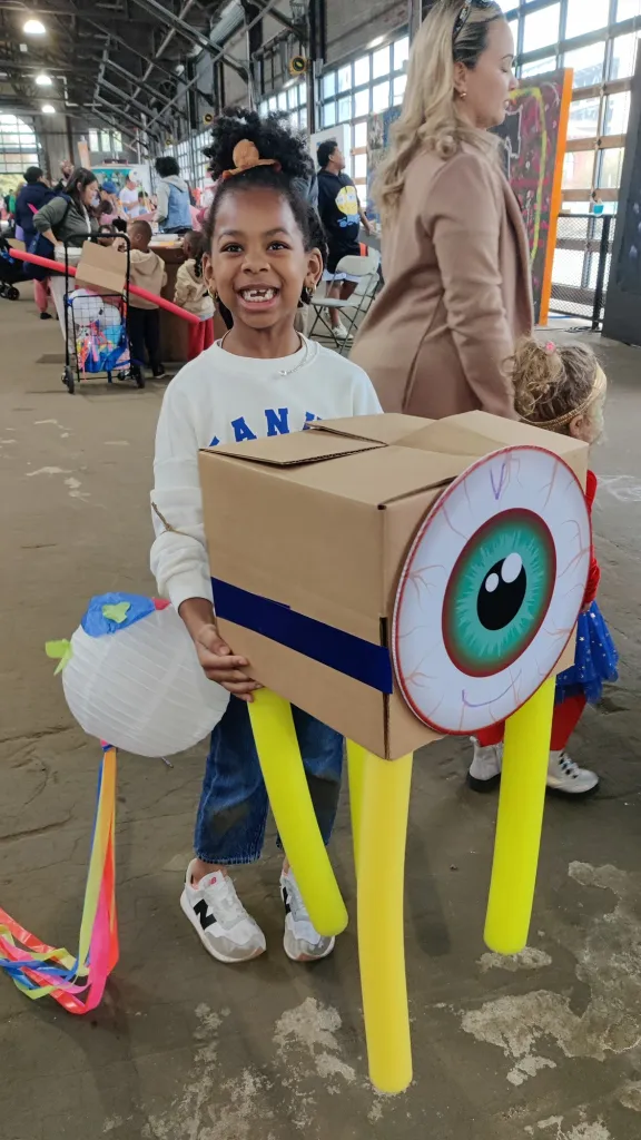 Child wearing homemade costume
