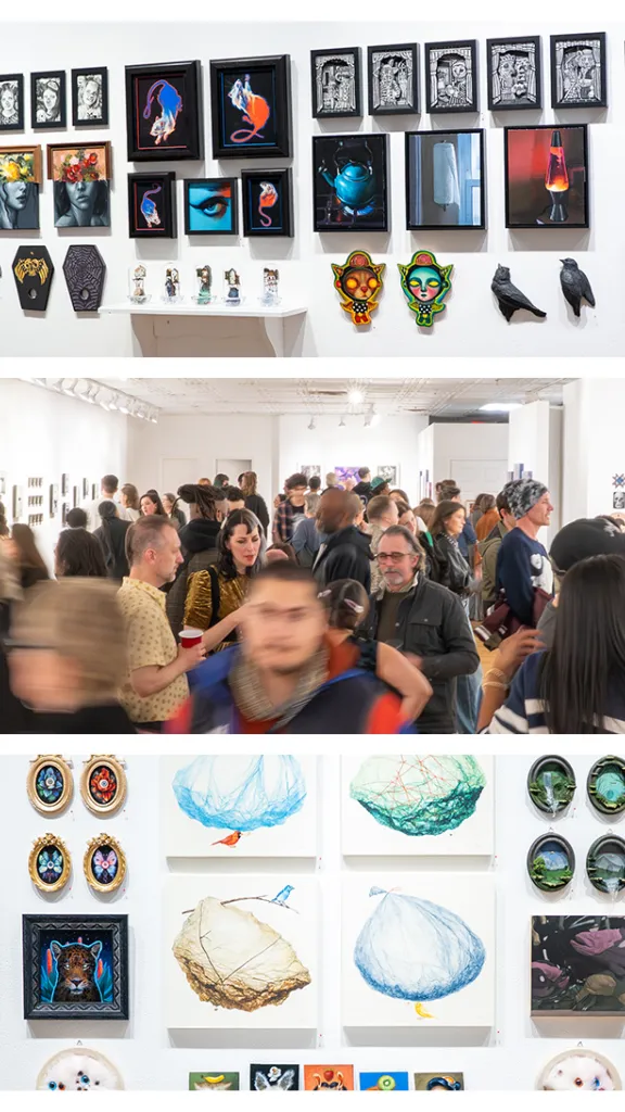 Installation views of last year's Small Wonders 14 