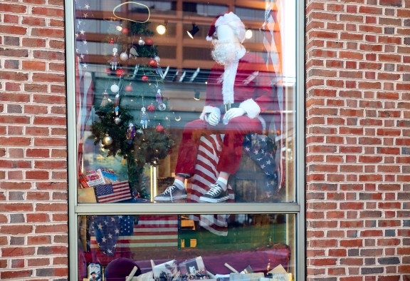 Window decorations at Independence Gift Shop