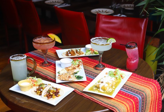 Small plates and drinks on display at Las Bugambilias