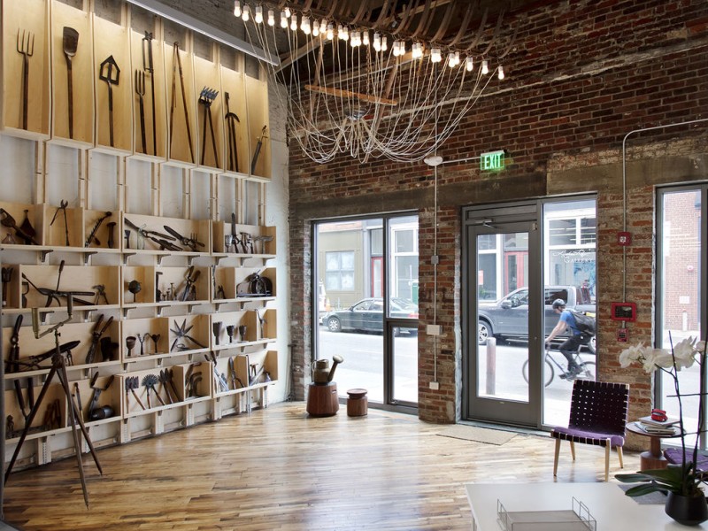 Interior of office with window view of 2nd Street