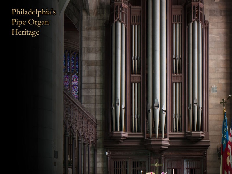 Flyer for the event with a large photo of the pipe organ and text information about the event