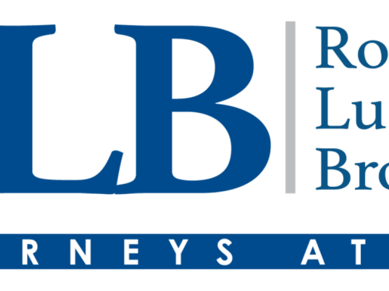 Logo, with RLB in capital letters, with Rosenfeld Lurie Broudy stacked on the right, and attorneys at law across the bottom, all in blue text
