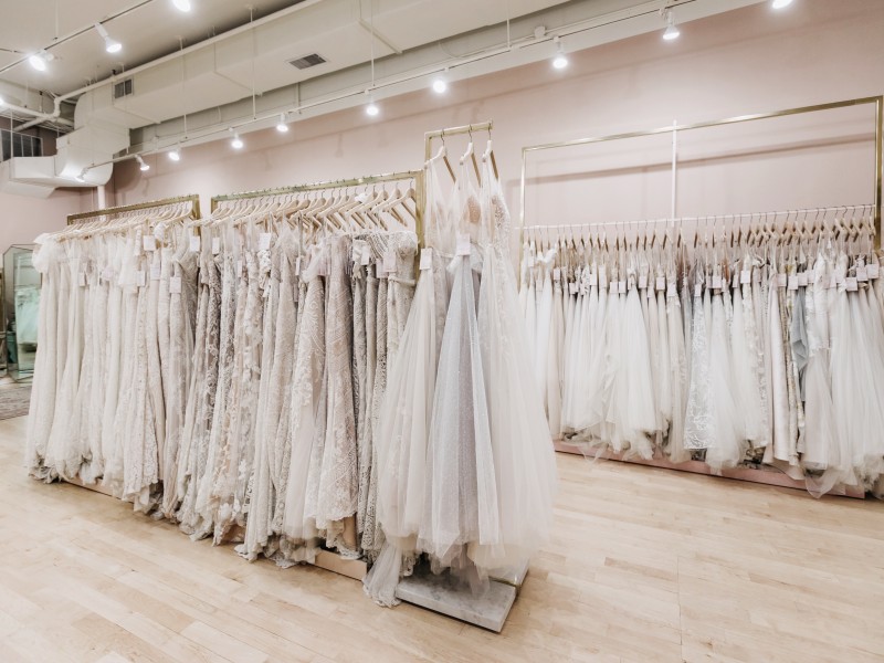 Interior of Lovely Bride with bridal gowns on display
