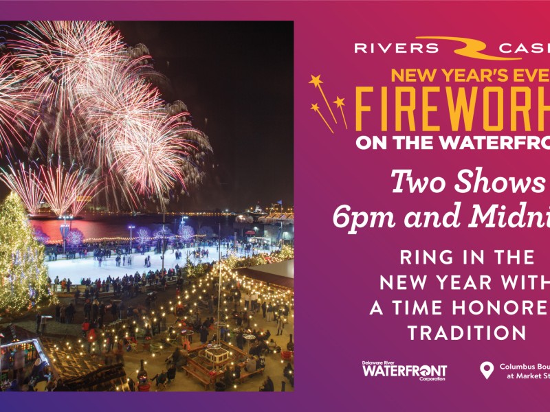 Fireworks at Blue Cross RiverRink Winterfest at Penn's Landing along the Delaware River 