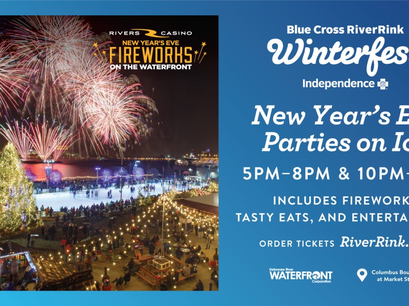 Fireworks at Blue Cross RiverRink Winterfest at Penn's Landing along the Delaware River 