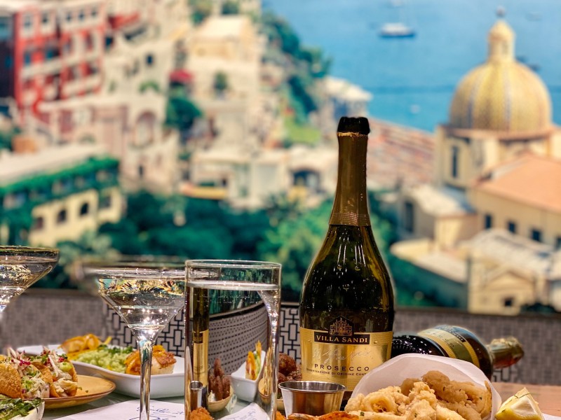 Feast of Seven Fishes on table at Positano Coast