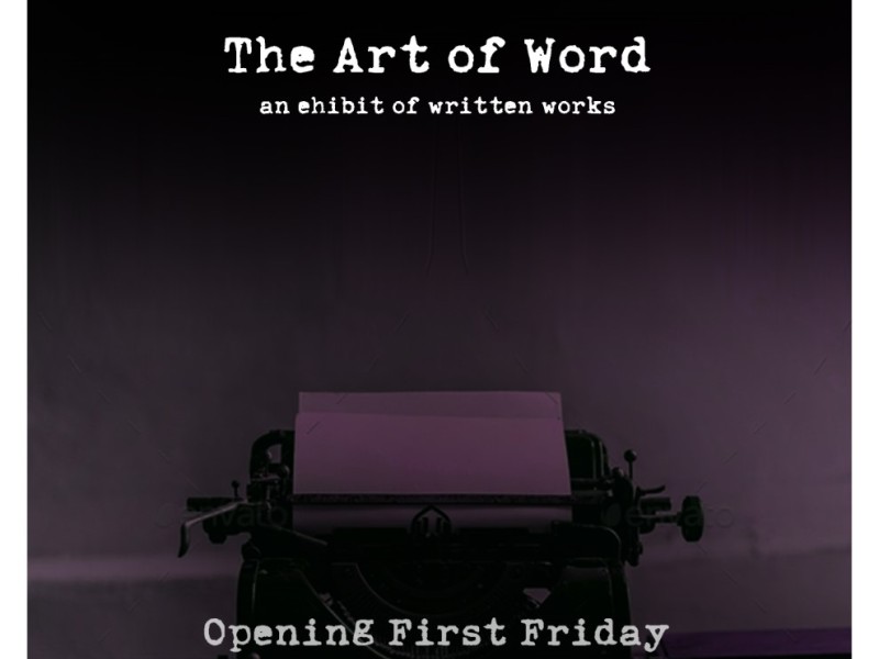 The Art of Word graphic with a typewriter and event information in text