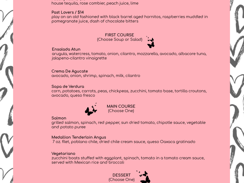Valentine's Day Menu at Las Bugambilias
