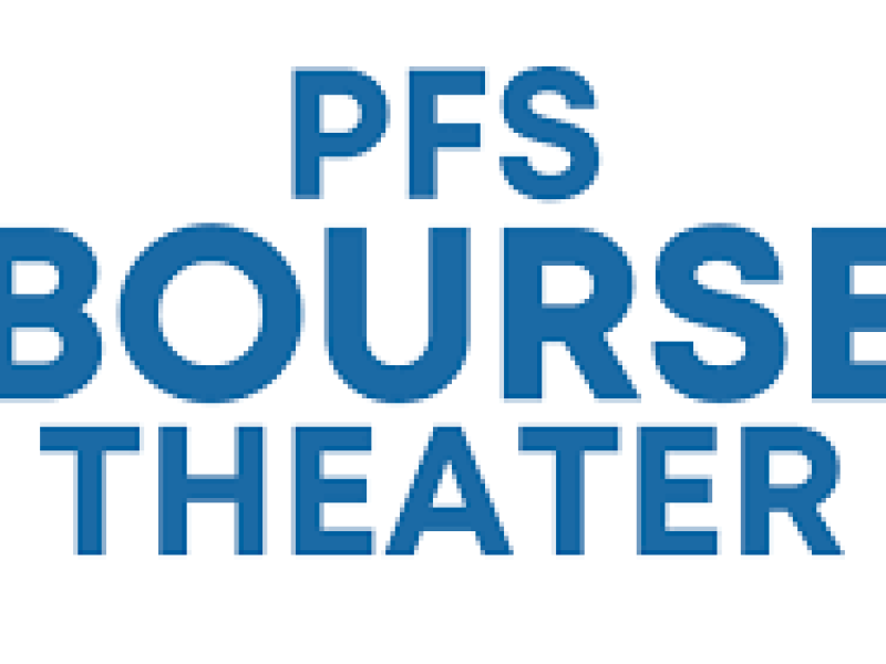 PFS Bourse Theater in capitalized blue letters