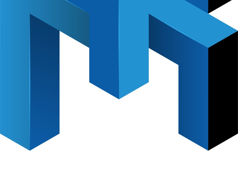 Museum of Illusions logo with letter "M" in blue and museum name is text