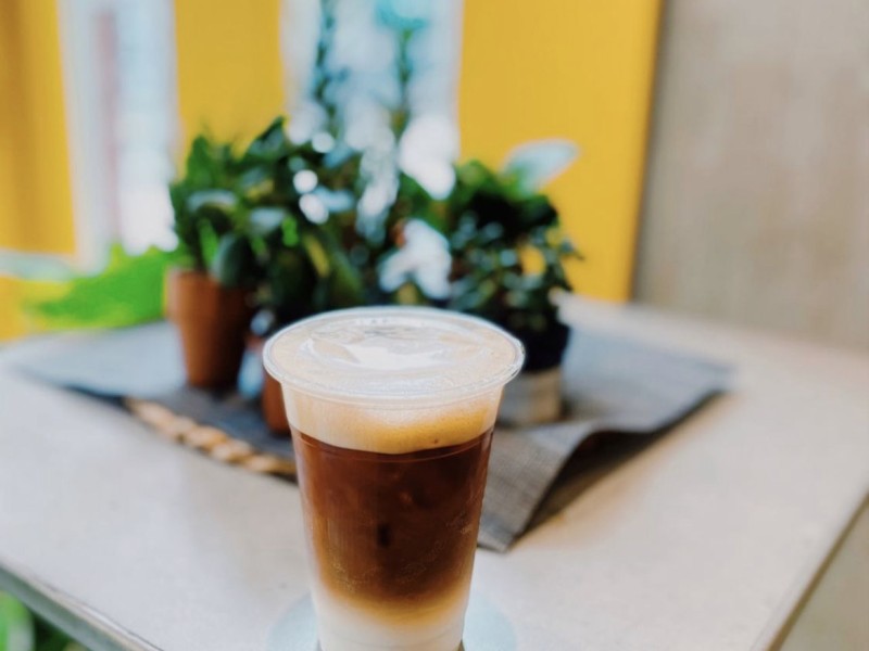 Coffee on display on counter at Eggcellent Cafe