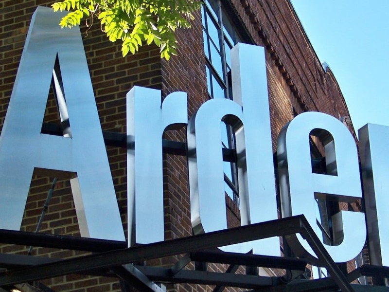 Exterior of Arden Theatre with large "Arden" sign above