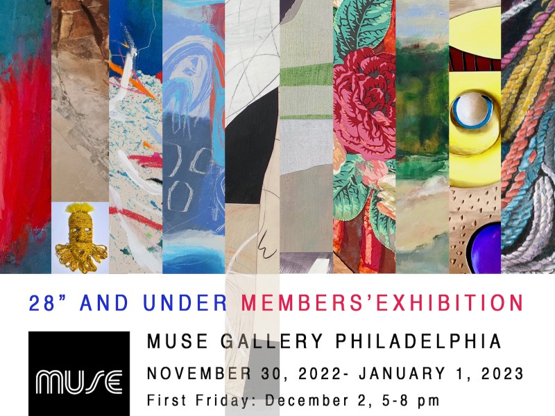 Artwork from several artists on a graphic with event information in text