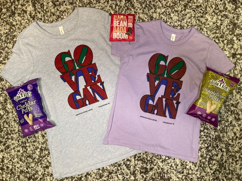 Two t-shirts that say Go Vegan