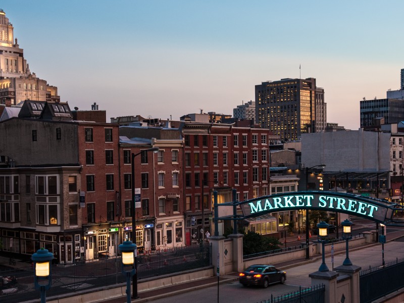 Market Street skyline in Old City, Philadelphia