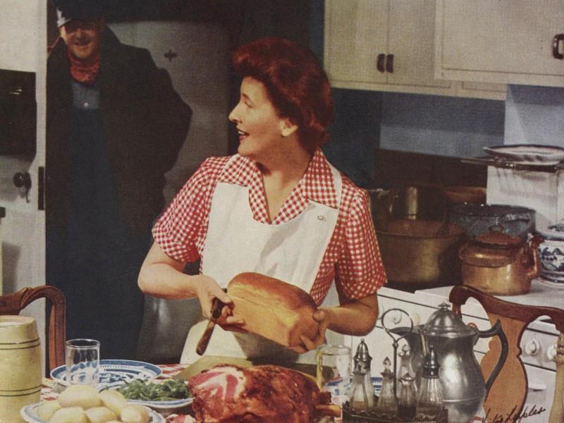 “Dinner in December,” color print advertisement for Dow Chemical Company, 1944.