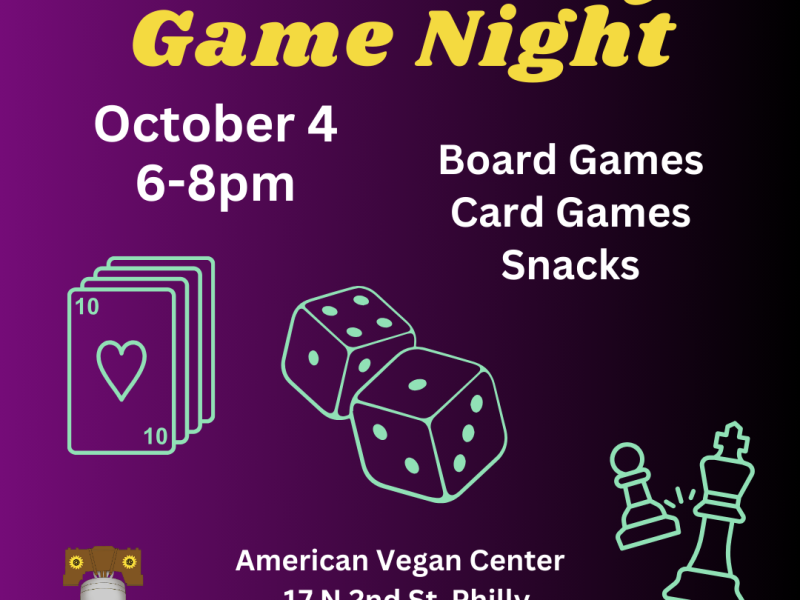 First Friday Game Night at the American Vegan Center, Oct. 4th