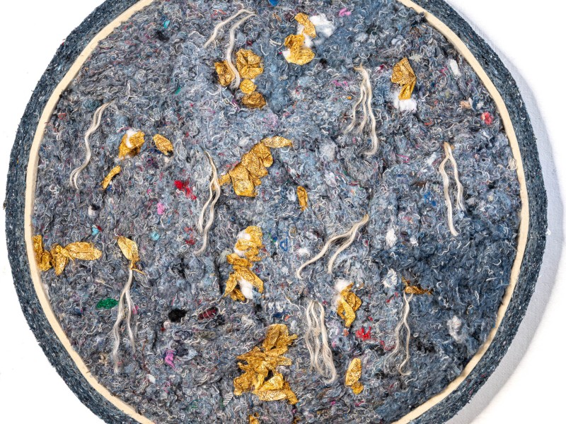 Celestial Reflections   recycled fiber,  silk cocoons 