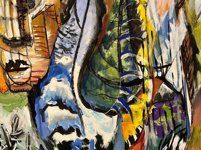"One Who Can Stretch" 36"x 48" acrylic on canvas 2024