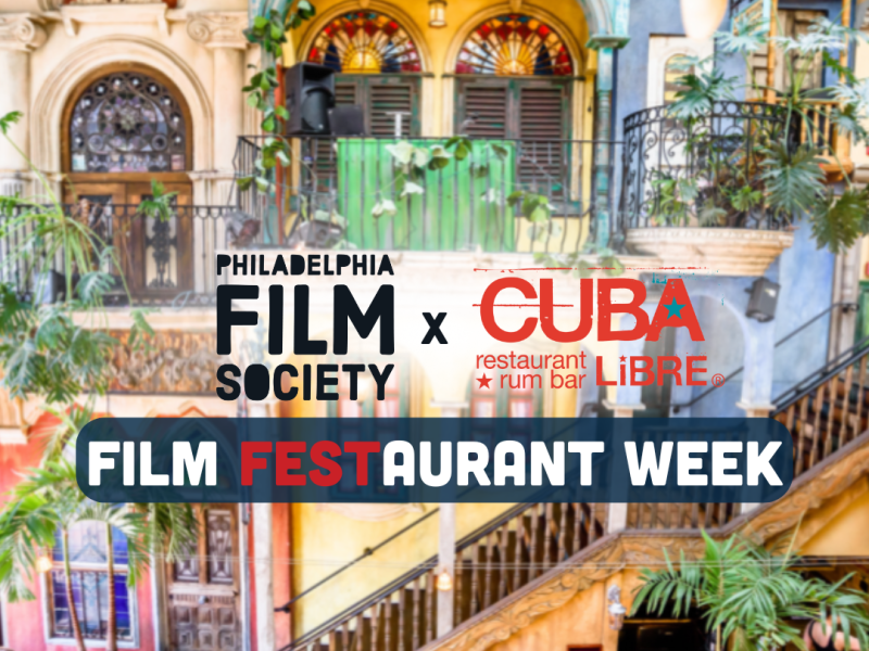 Interior of Cuba Libre tropical decor, Film Festaurant Week text