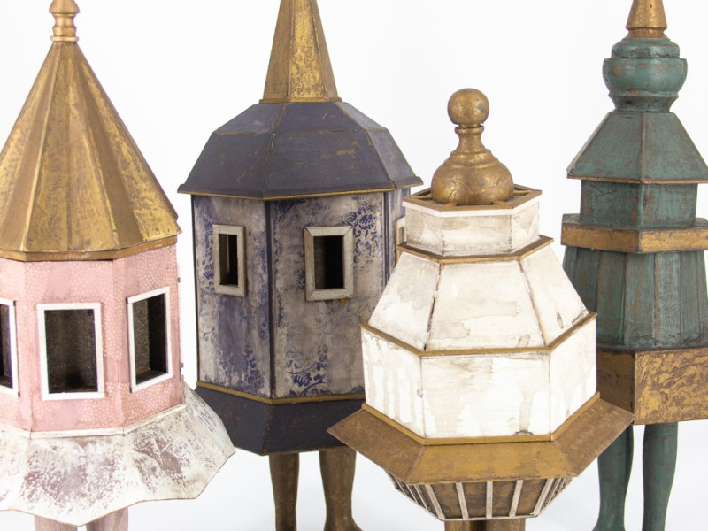 A group of mixed media sculptures by Seth Clark