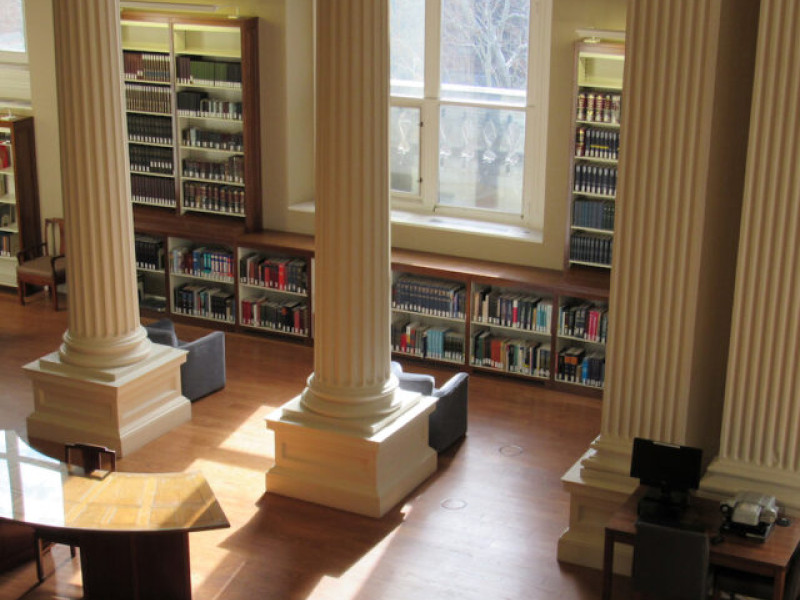 large columns and windows in a library