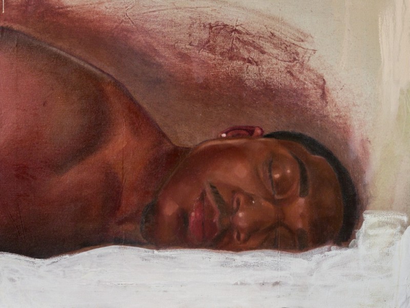 Oil painting of Self Portrait of Artist in in Repose 