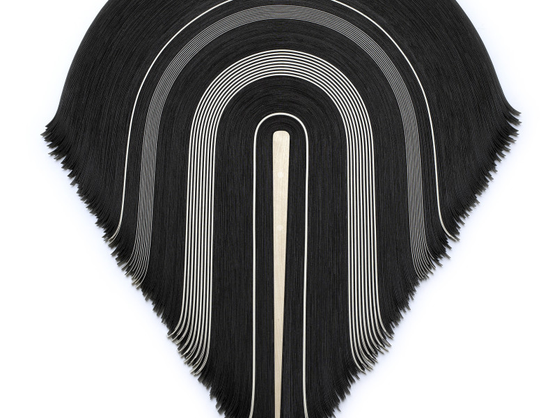 UNTITLED 386 | 46 x 40 x 1 inches / 116.5 x 101.5 x 2.5 cm, vinyl and maple, 2023