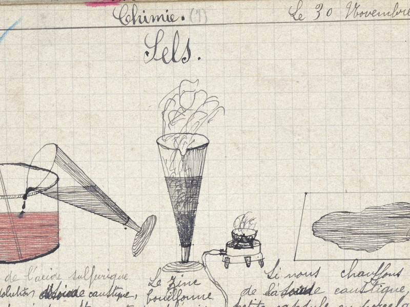 notebook drawing of a chemistry experiment