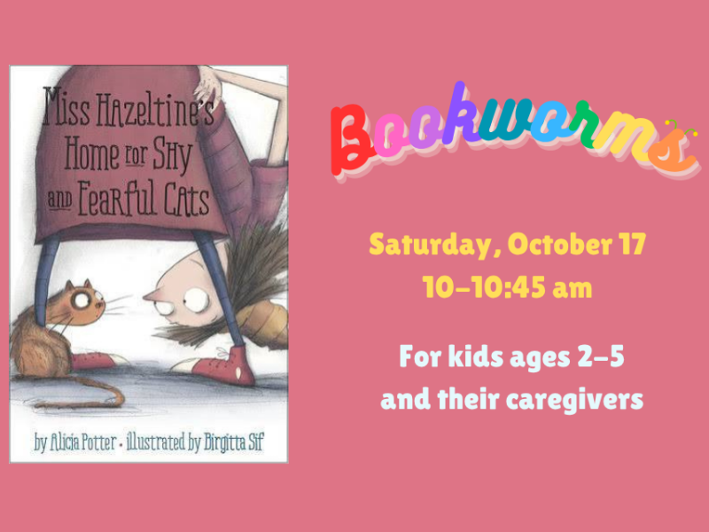Cover art of  Miss Hazeltine’s Home for Shy and Fearful Cats by Alicia Potter and Bookworms class information.