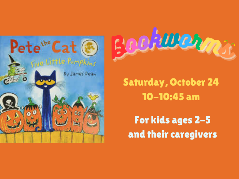 Cover art of Pete the Cat Five Little Pumpkins by James Dean and Bookworms class information.