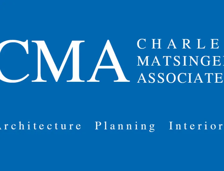 Logo for Charles Matsinger Associates, which is capital letters CMA with text "Architecture Planning Interiors"