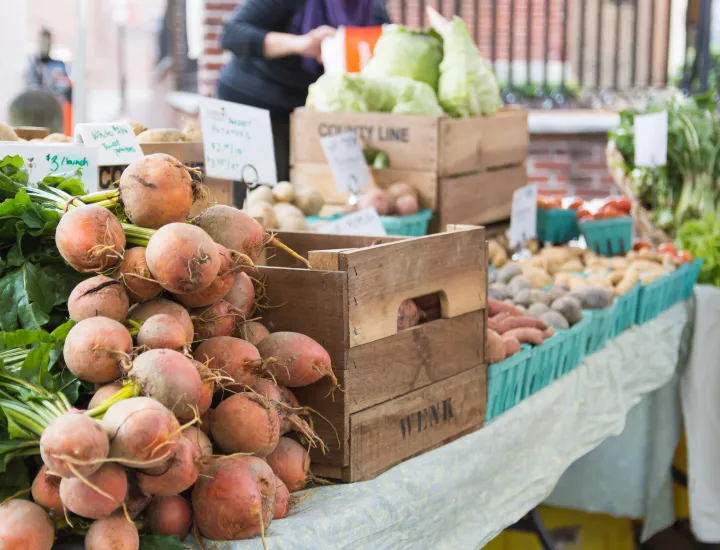Produce display at the Farmers Market at Christ Church 