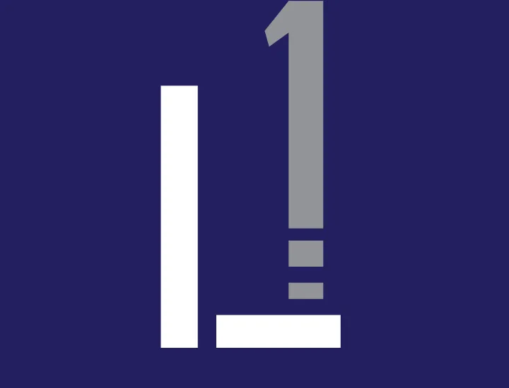 Level 1 Fitness logo with navy blue background and white capital L and gray numeral one