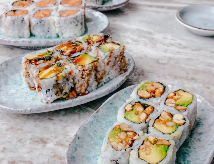 Plates of sushi at Tuna Bar