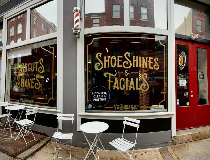 Exterior of V's Barbershop