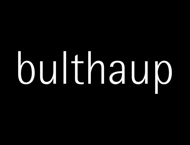 bulthaup logo with white text and black background