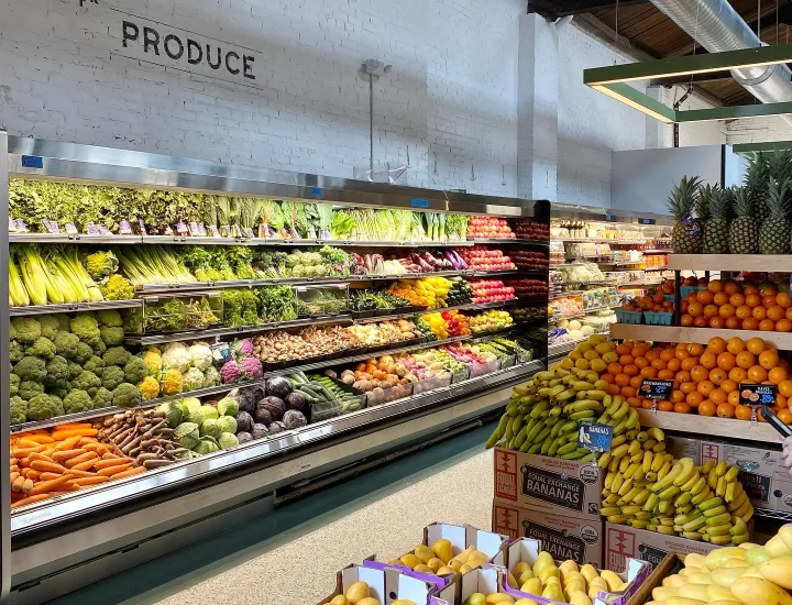 Produce on display inside Riverwards Produce in Old City