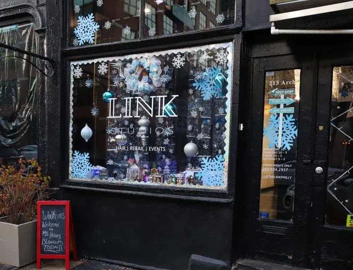 The Link Studios in Old City, Philadelphia decorated for the holidays