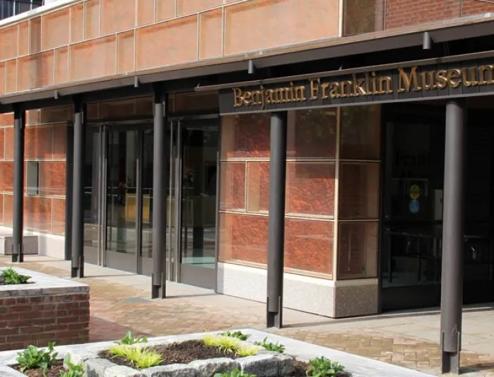 Outside Benjamin Franklin Museum