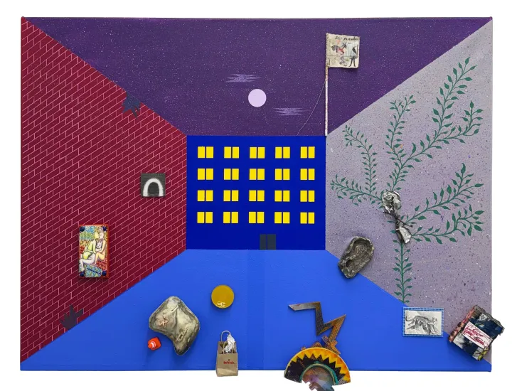 we call the moon the people’s wife, 30 x 40 inches / 76 x 102 cm, mixed media on canvas / panel, 2026