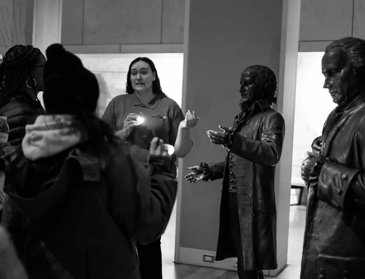 A tour guide in a museum.