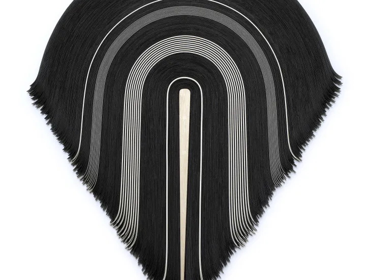 UNTITLED 386 | 46 x 40 x 1 inches / 116.5 x 101.5 x 2.5 cm, vinyl and maple, 2023